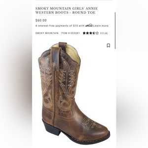 Smoky mountain girl’s Annie western cowboy barn boots